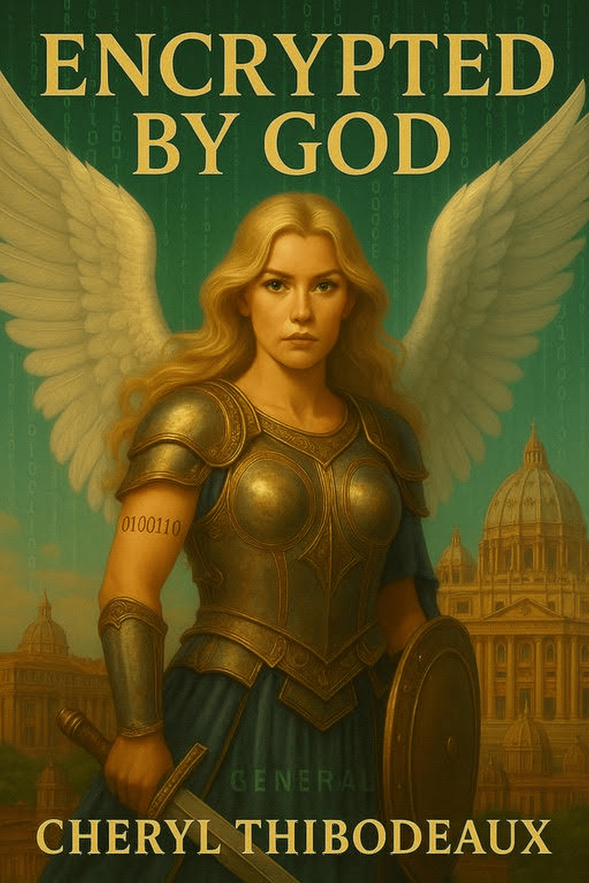 Book cover of Encrypted by God by Cheryl L. Thibodeaux - End times Bible prophecy signs encrypted with heavenly purpose and fire